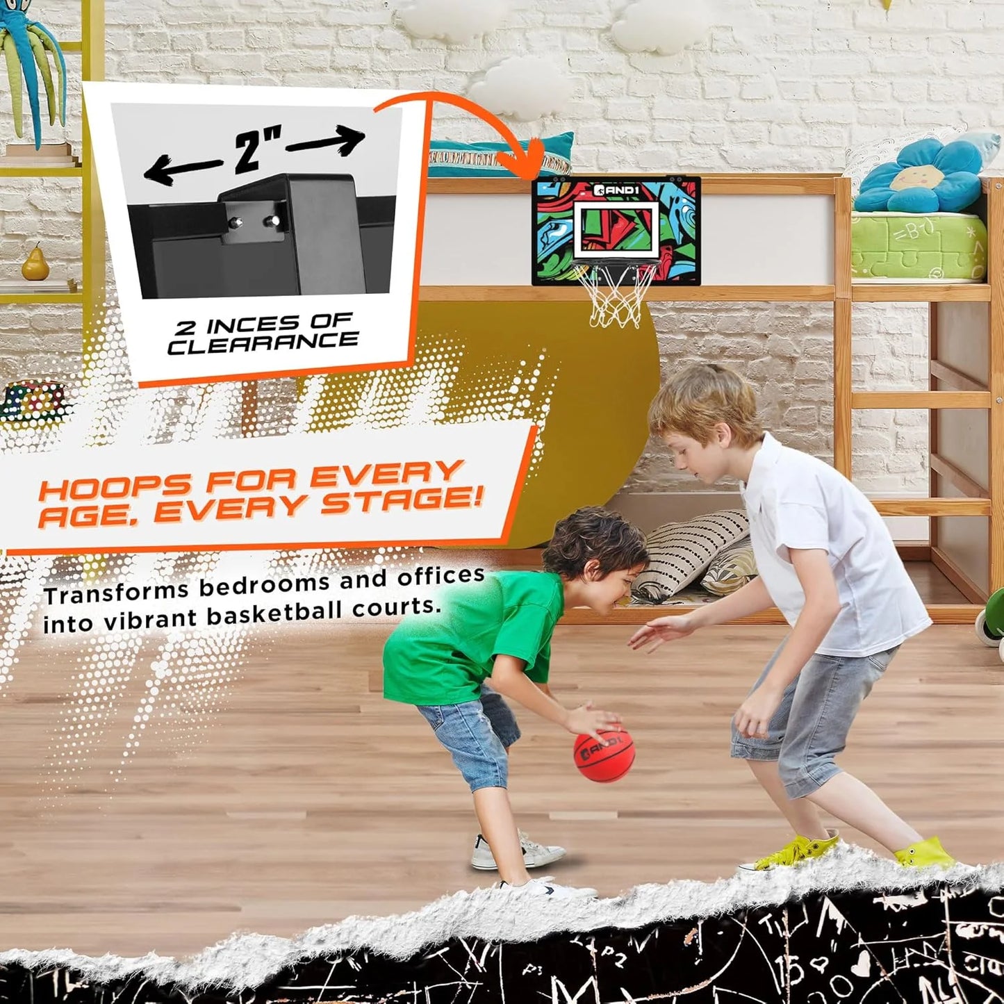over the Door Mini Basketball Hoop, 18"X12" Shatterproof Backboard, Indoor Basketball for Kids and Adults