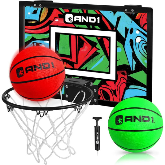 over the Door Mini Basketball Hoop, 18"X12" Shatterproof Backboard, Indoor Basketball for Kids and Adults